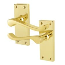 Image of Brass Victorian Scroll Door Handles Internal, Latch Lever Sets, Multipack