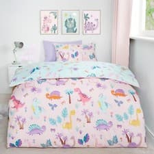 Image of Dino Duvet Cover Bedding Set Reversible Pillowcase Kids Floral Childrens Quilt