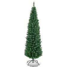 Image of Slim Christmas Tree Pencil Pine Artificial Bushy XMAS Decoration 4FT 6FT 7FT 8FT