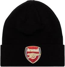 Image of Arsenal Gunners Knitted Black Beanie Hat with Turn-Up Cuff and Embroidered Crest