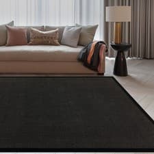 Image of Sisal Rug Black Large 100% Sisal Rug Black Border Anti Slip Rugs