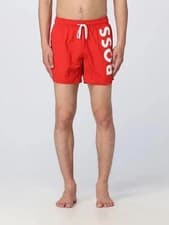 Image of BOSS by Hugo BOSS Men's Quick-Drying Large Contrast Logo Swim Shorts Red Size 2X