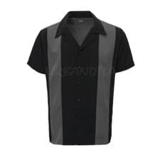 Image of Men's Premium Retro Classic Two Tone Guayabera Bowling Casual Dress Shirt