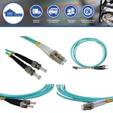 Image of LC-ST Fibre Optic Patch Cable Duplex OM3 Multimode 2mm Aqua