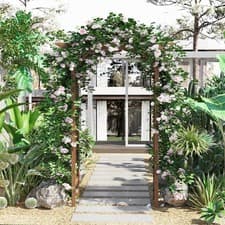 Image of Wooden Garden Arbor, Arch Trellis with Classic Countryside Style