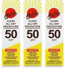 Image of Malibu SPF50 Clear Protection Spray Pump 250ml | Sunscreen | Beach | High X 3