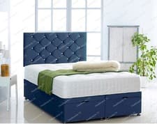 Image of Ottoman Foot Lift & Side Lift Plush Velvet Base With 26inch Headboard