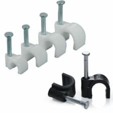 Image of Round Black - White Cable clip Wire Clips 3mm - 19mm- Packs of 100 tac