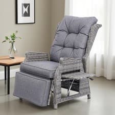 Image of Garden Recliner Chairs, Rattan Reclining Sunlounger with Thick  Cushions