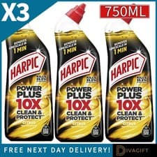 Image of 3 x HARPIC POWER PLUS TOILET CLEANER CITRUS FRESH 750ML KILLS 99.9% OF BACTERIA