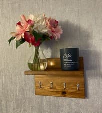 Image of Wall hanging key hook with shelf hallway decor key hanger organiser