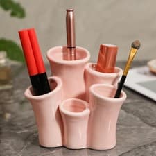 Image of Ceramic Multifunctional Organizer Toothbrush Holder Space Saving Modern Easy