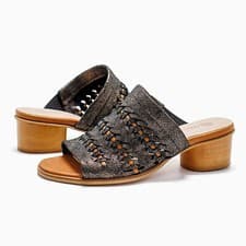 Image of Women Eric Michael Lisbon Dressy Leather Heeled Slide Sandals NEW