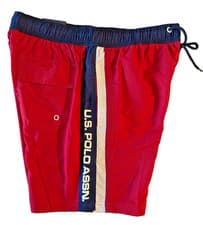 Image of U.S. Polo Assn. Men's RED Swim Trunks Board Shorts USPA Side Panel LARGE UPF 50