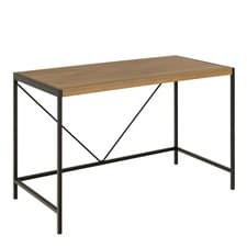 Image of Industrial Computer Desk - Rustic Oak & Black Steel, 120cm Home Office Table