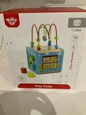 Image of Wooden Toddler Play Cube Abacus Bead Maze Labyrinth Shape Sorter Toy new