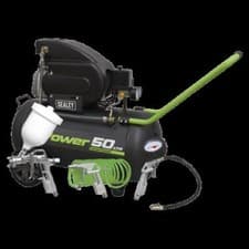 Image of Sealey SAC5020EPK Compressor 50L Direct Drive 2hp with 4pc Air Accessory Kit