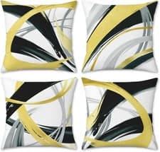 Image of Bonhause Black Gold Cushion Covers 45 x 45 cm Modern Abstract Boho Decorative T