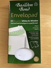 Image of Basildon Bond 'Envelopad' White DL Window Envelopes 100gsm (49 envelopes)