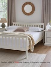 Image of Dawson Wooden Bed Frame Single White Pine Slatted Headboard Cottage