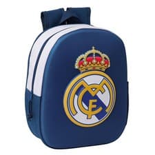 Image of Real Madrid Football Club Backpack Durable 3D Padded Shoulder Straps Blue/White