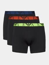 Image of Emporio Armani 3 Pack Cotton Stretch Boxer Briefs – Black with Logo Waistbands