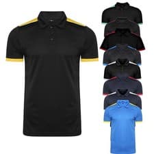 Image of Unisex Mens Plain Contrast Polo Shirts Short Sleeve Pique Top Work Breathable