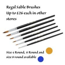 Image of Sable Round Artists Brushes 10 Pack 2 @ size 4, 5 @ size 6, 3 @ size 8