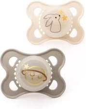 Image of MAM Original Night Soothers 0-6 Months 2 Pack Glow in Dark Steriliser Case CHEAP