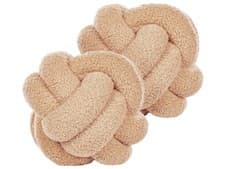 Image of Set of 2 Boucle Knot Cushions 19 x 19 cm Beige MALNI