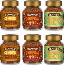 Image of Beanies Instant Coffee Autumn variety–2 Pumpkin , 2 Cinder Toffee, 2 Gingerbread