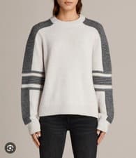Image of NEW All Saints Harley Crew Neck Jumper Porcelain/Grey Size M
