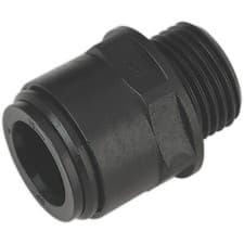 Image of 2 PACK - 15mm x 1/2" BSP Black Straight Adapter - Air Ring Main Pipe Male Thread