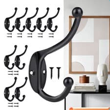 Image of 10/20/30/50PC Polished Metal Double Hat & Coat Hooks Door Wall Robe Dress Hanger