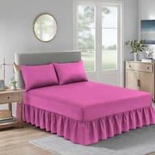 Image of Luxury Deep Fitted Valance Sheets Plain Dyed 100% Poly cotton Double Pillowcases