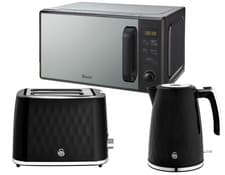 Image of Swan Hexton Black Kettle, 2 Slice Toaster and 20L Digital Microwave Kitchen Set