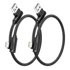 Image of Short Lightning Cable 0.3M 2Pack Mfi Certified Right Angle Iphone Charger Nylon