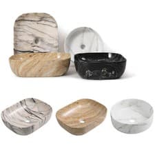 Image of Ceramic Wash Basin Sink Marble Effect Multi Type Bathroom Vanity Countertop Bowl