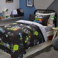 Image of Bedlam Kids Game Glow in the Dark Print Polycotton Duvet Cover Set