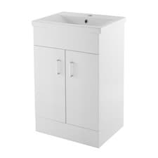 Image of Nuie Eden 500mm 2-Door Vanity Unit Gloss White Ceramic Wash Basin Soft Closing