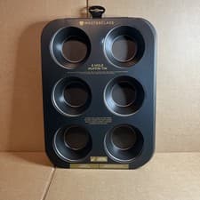 Image of Muffin Cake Baking Tray 6 Extra Large Hole Non Stick Sheet Masterclass