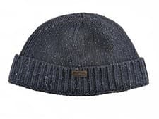 Image of Barbour Navy Wool Blend Knit Beanie Hat