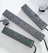 Image of Extension Lead Surge Protected UK Mains Power Cable Plug 4 or 6 Socket Gang
