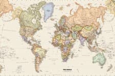 Image of 5X3FT LARGE MAP OF THE WORLD WALL MAP POSTER DECOR CANVAS PRINTS WALL ART