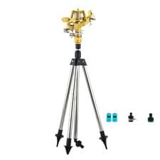 Image of Tripod Sprinkler Compatible with 3 4 Inch Hose for Large Lawn Irrigation