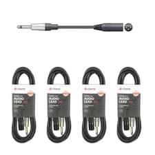Image of 4 x Chord Classic Audio Leads 6.3mm Mono Jack Plug - XLR Male 3m