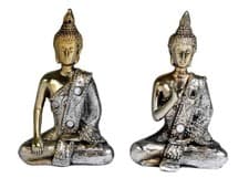 Image of Buddha Thai Meditating Electroplated 4 Inch Set Of 2