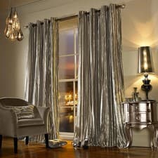 Image of KYLIE MINOGUE Illiana Gold 90x90in Velvet Eyelet Ring Top Lined Curtains Pair