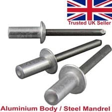 Image of 3.2mm 4mm 4.8mm SEALED POP RIVETS CLOSED END ALUMINIUM DOME HEAD STEEL MANDREL