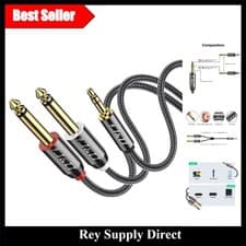 Image of Braided 3.5mm to 6.35mm Y-Splitter Cable, Excellent Sound Performance